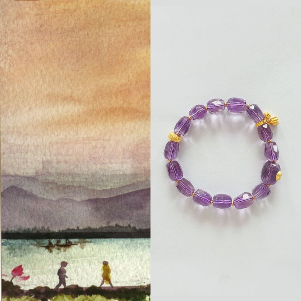 【Natural Amethyst Bracelet】Handmade Orginal Design